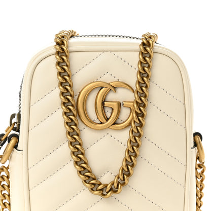 Gucci Calfskin Matelasse Mini GG Marmont Crossbody Bag White 8 of 10