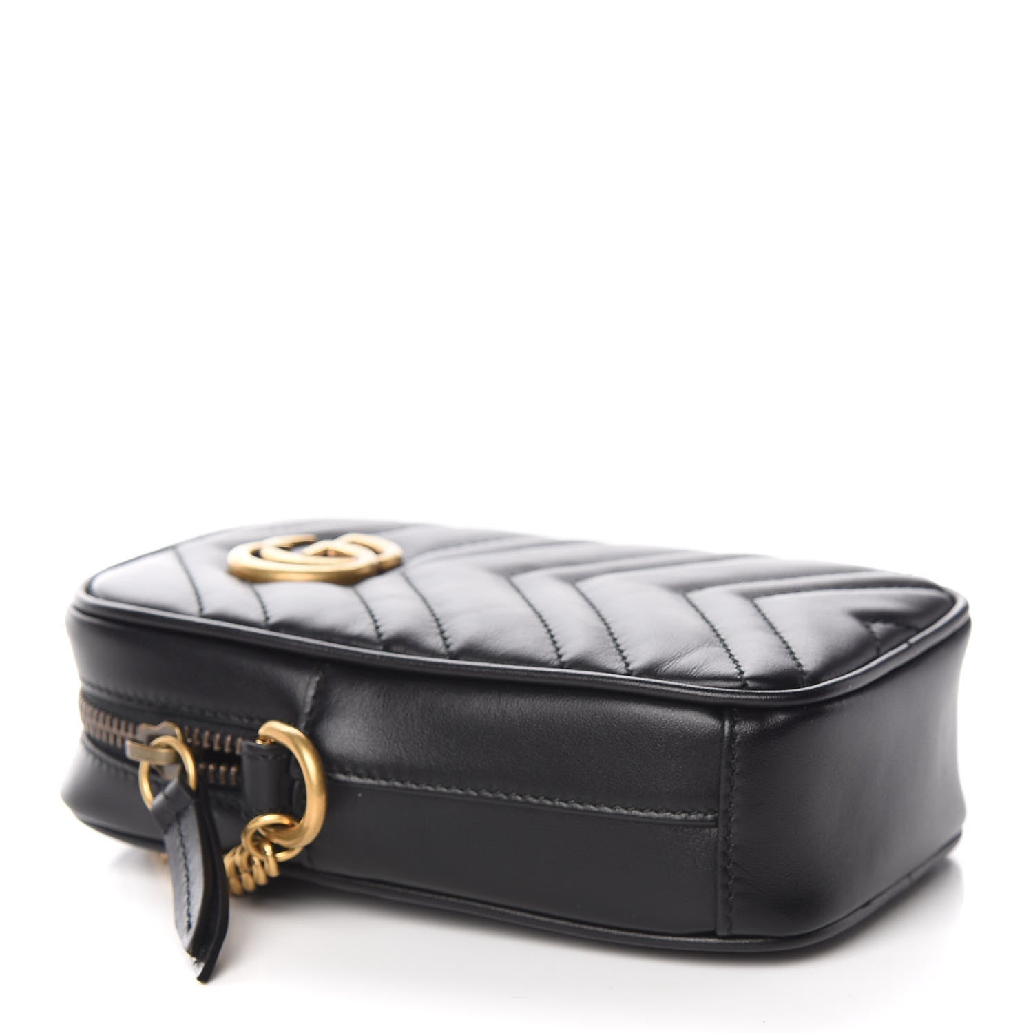 Gucci Calfskin Matelasse Mini GG Marmont Crossbody Bag Black 3 of 12