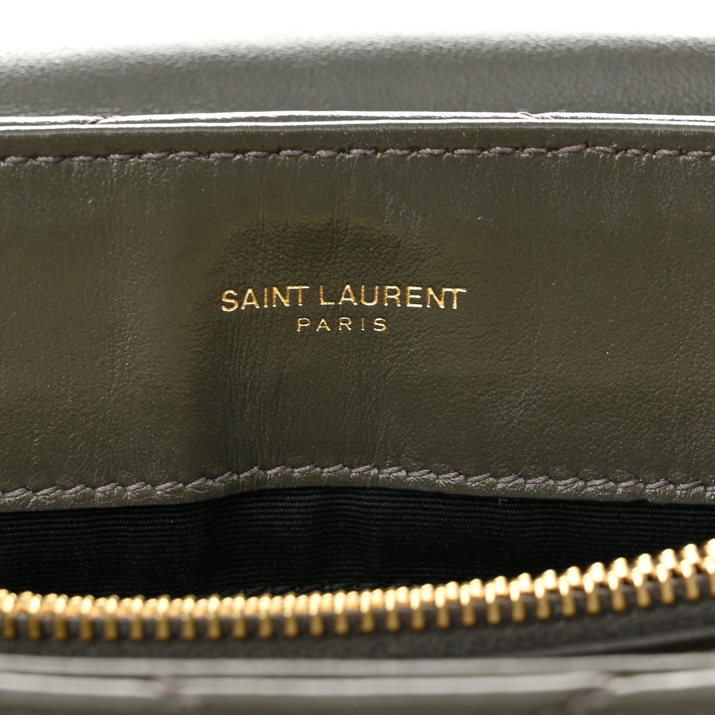 Calfskin Y Quilted Monogram Medium Loulou Chain Satchel Dark Khaki