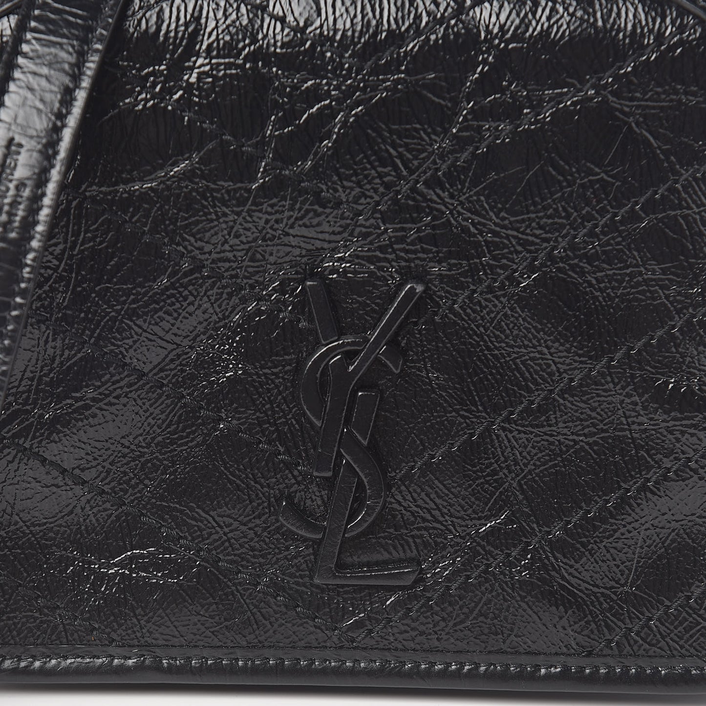 Crinkled Calfskin Matelasse Monogram Niki Chain Wallet Black