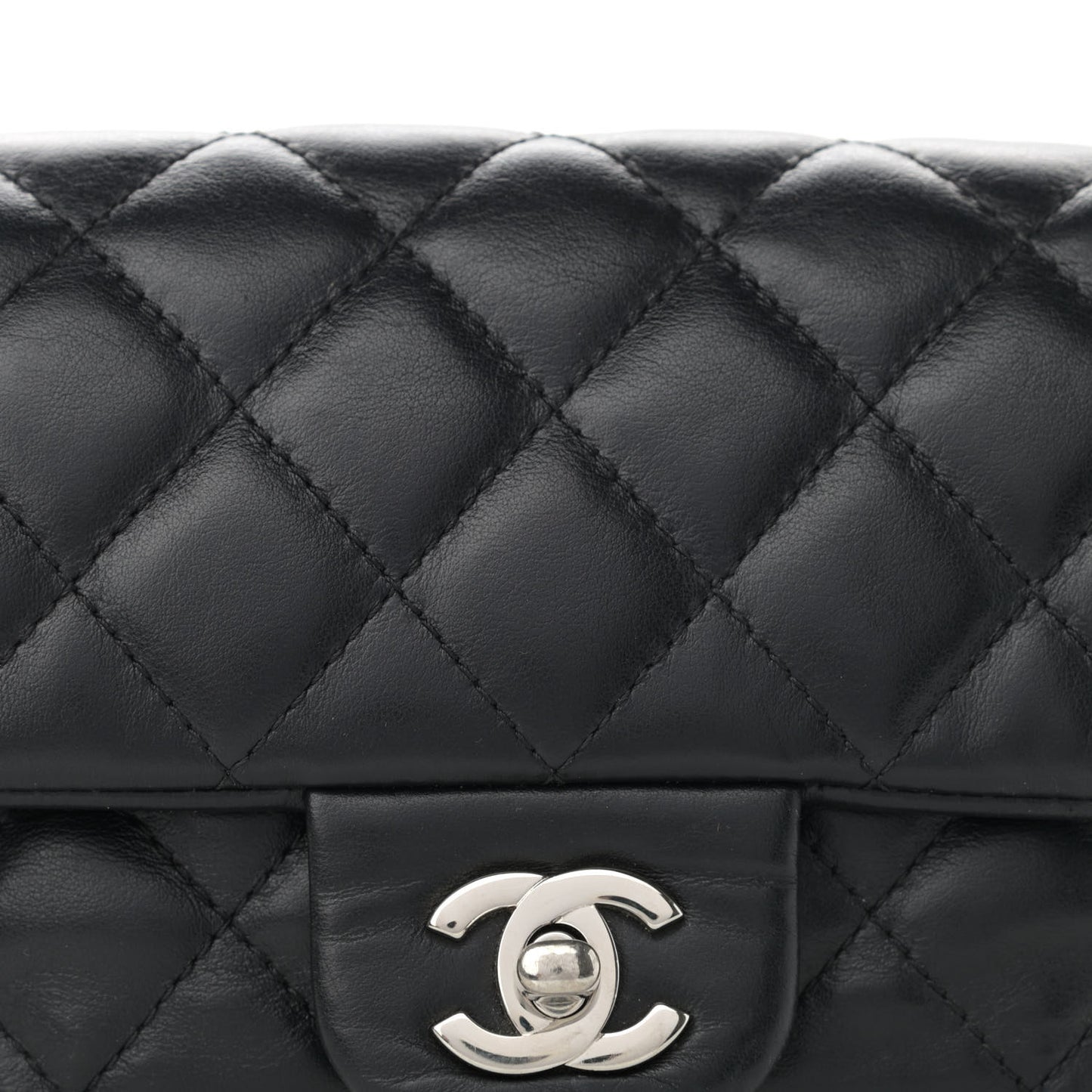 Calfskin Quilted CC Uniform Flap Belt Bag Black