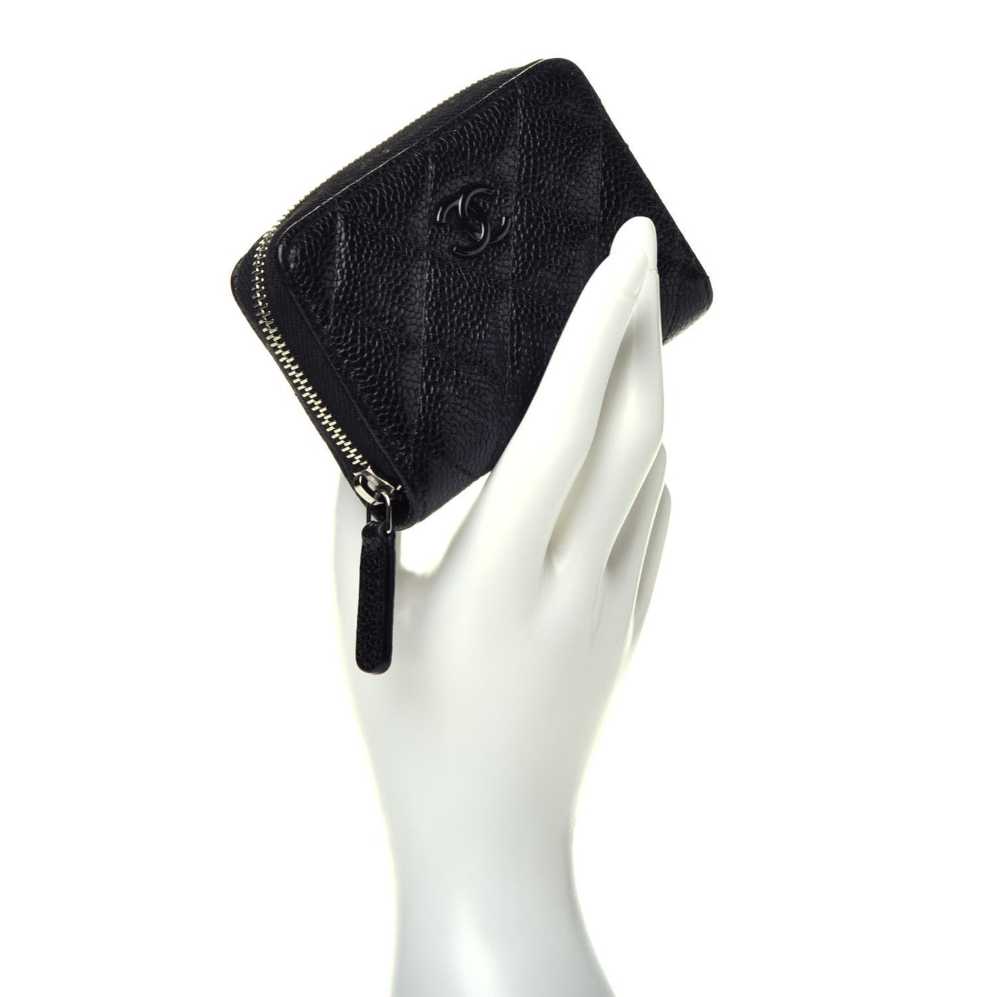 Caviar Quilted Incognito Zip Coin Purse Black