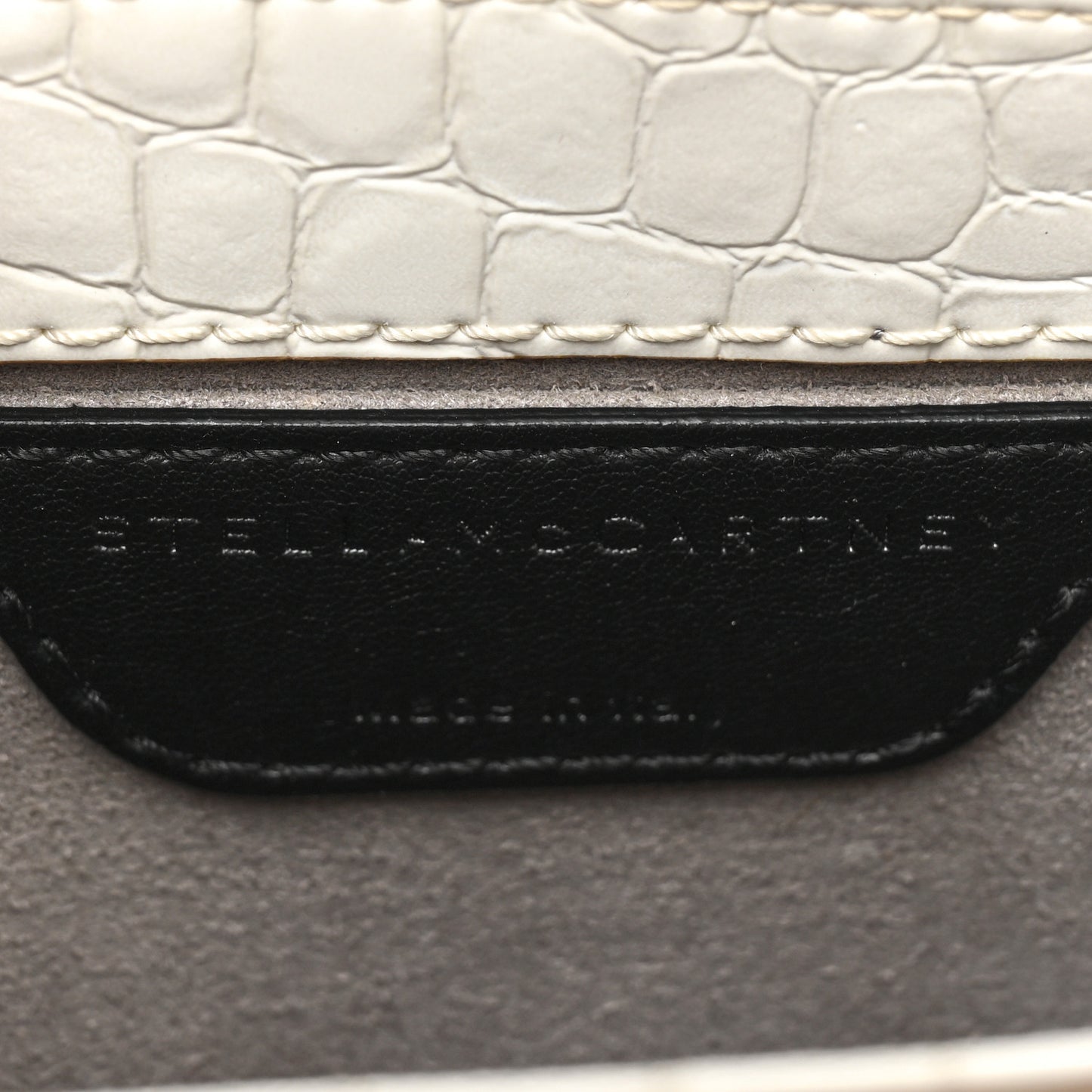 Embossed Crocodile Effect Medium Falabella Box Shoulder Bag Ivory