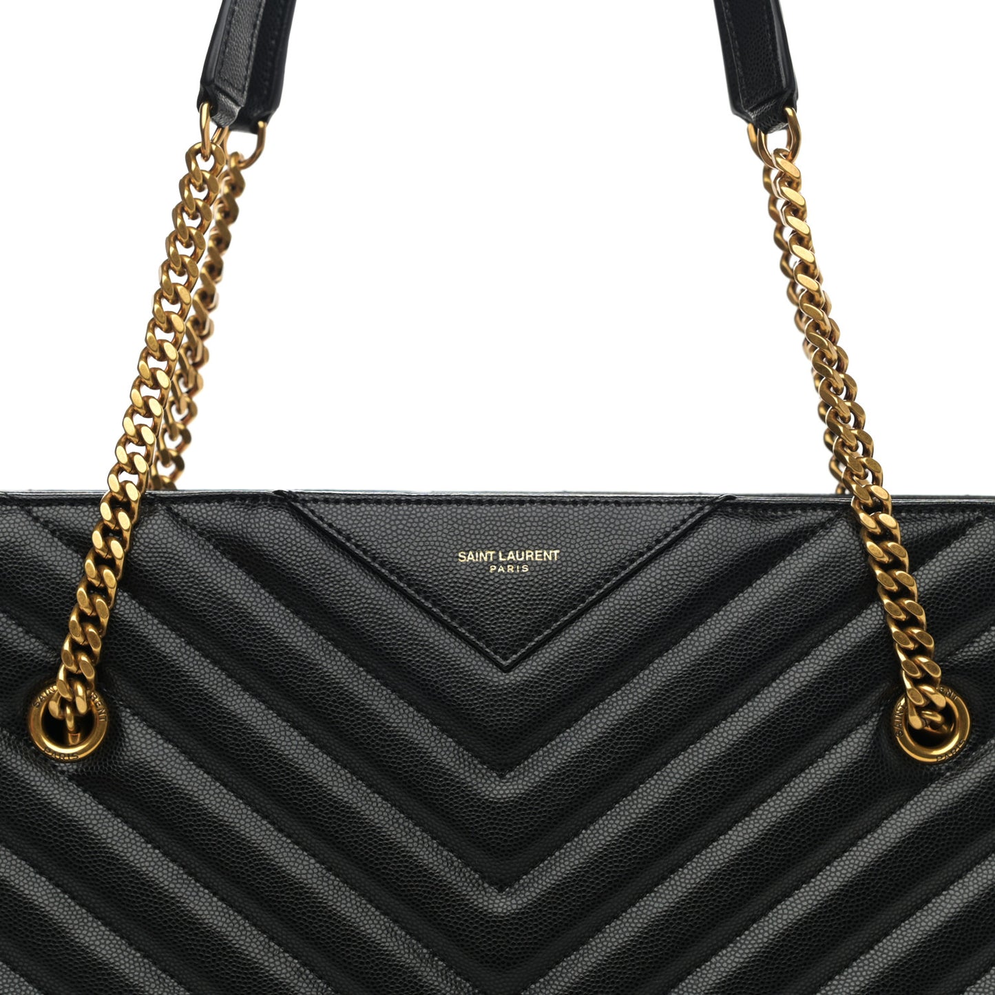 Grain De Poudre Matelasse Chevron Medium Tribeca Shopping Bag Black