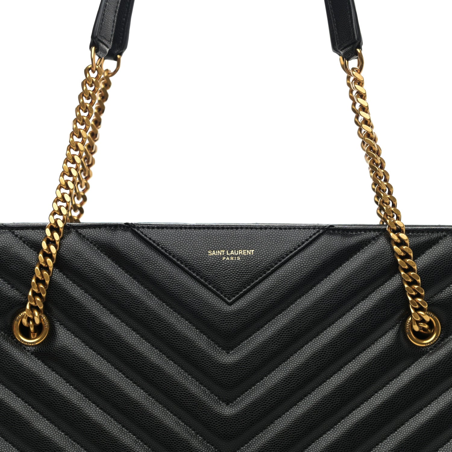 Saint Laurent Grain De Poudre Matelasse Chevron Medium Tribeca Shopping Bag Black 9 of 11