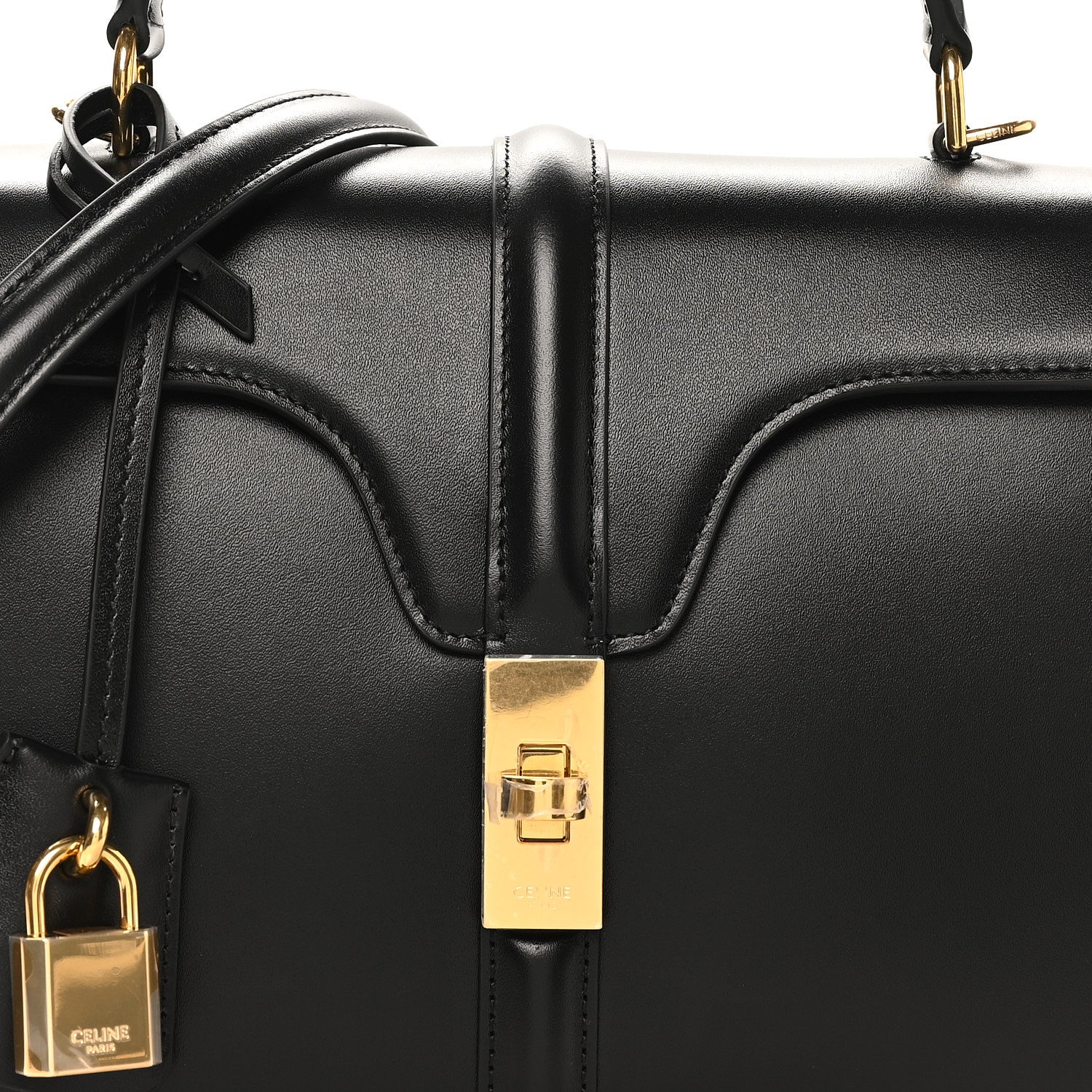 Celine Satinated Calfskin Small 16 Top Handle Bag Black 7 of 9