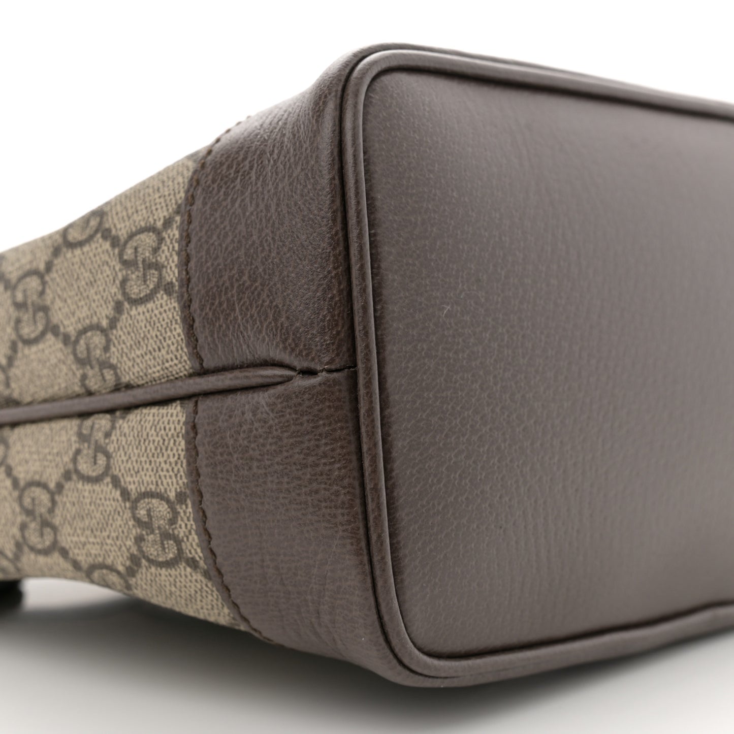 GG Supreme Monogram Textured Dollar Calfskin Web Small Ophidia Bucket Shoulder Bag Beige Ebony New Acero