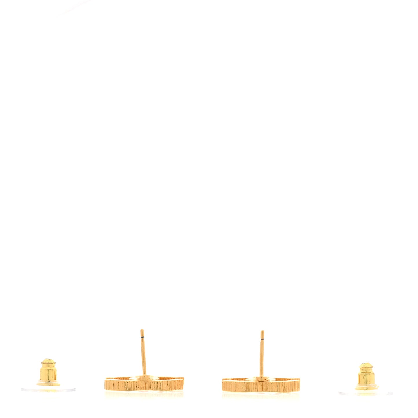 Metal Textured CC Earrings Gold