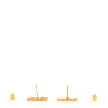 Chanel Metal Textured CC Earrings Gold 3 of 5
