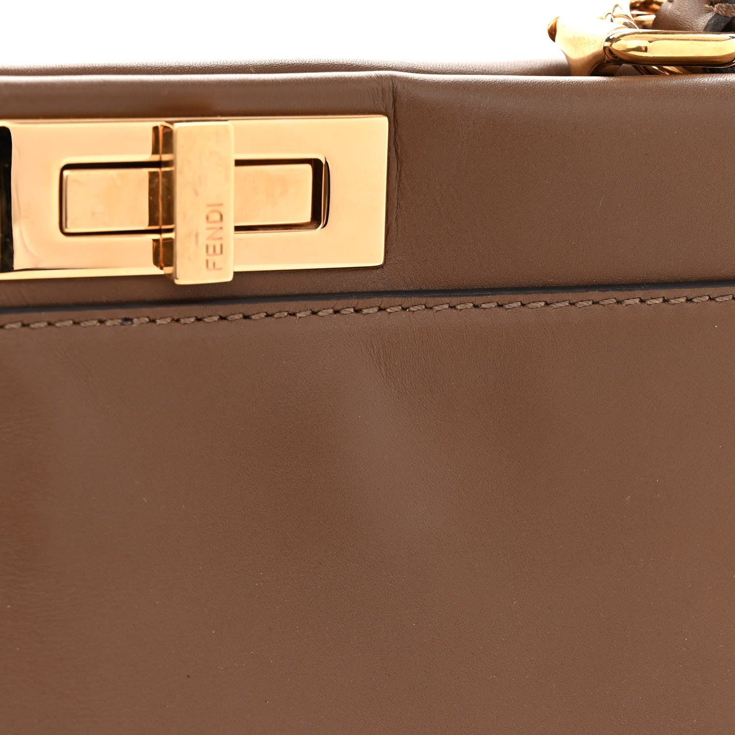 Fendi Vitello Morgan Fabric Jacquard Pequin Peekaboo Iconic Satchel Tobacco Black 12 of 13