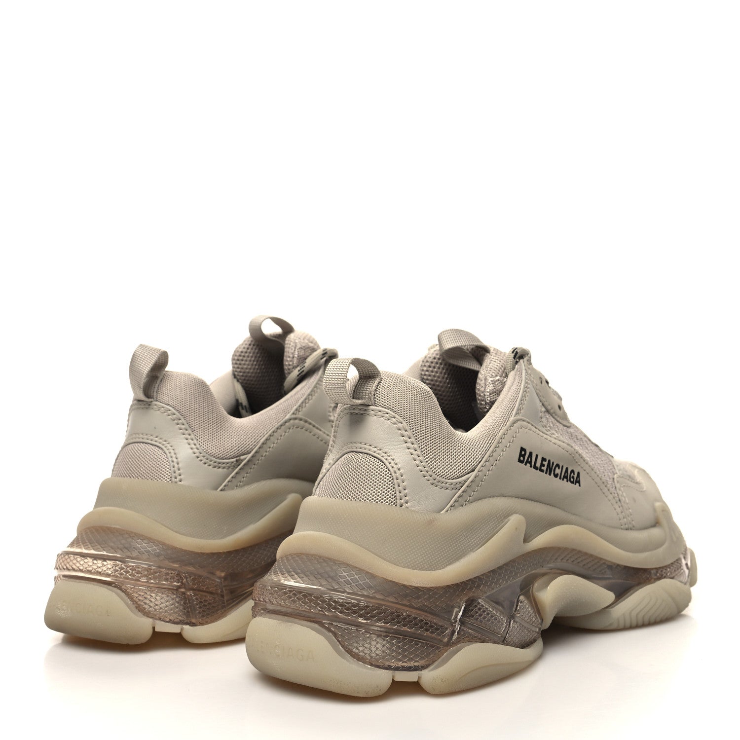 Balenciaga Fabric Mesh Clear Sole Womens Triple S Sneakers 40 Beige 4 of 7