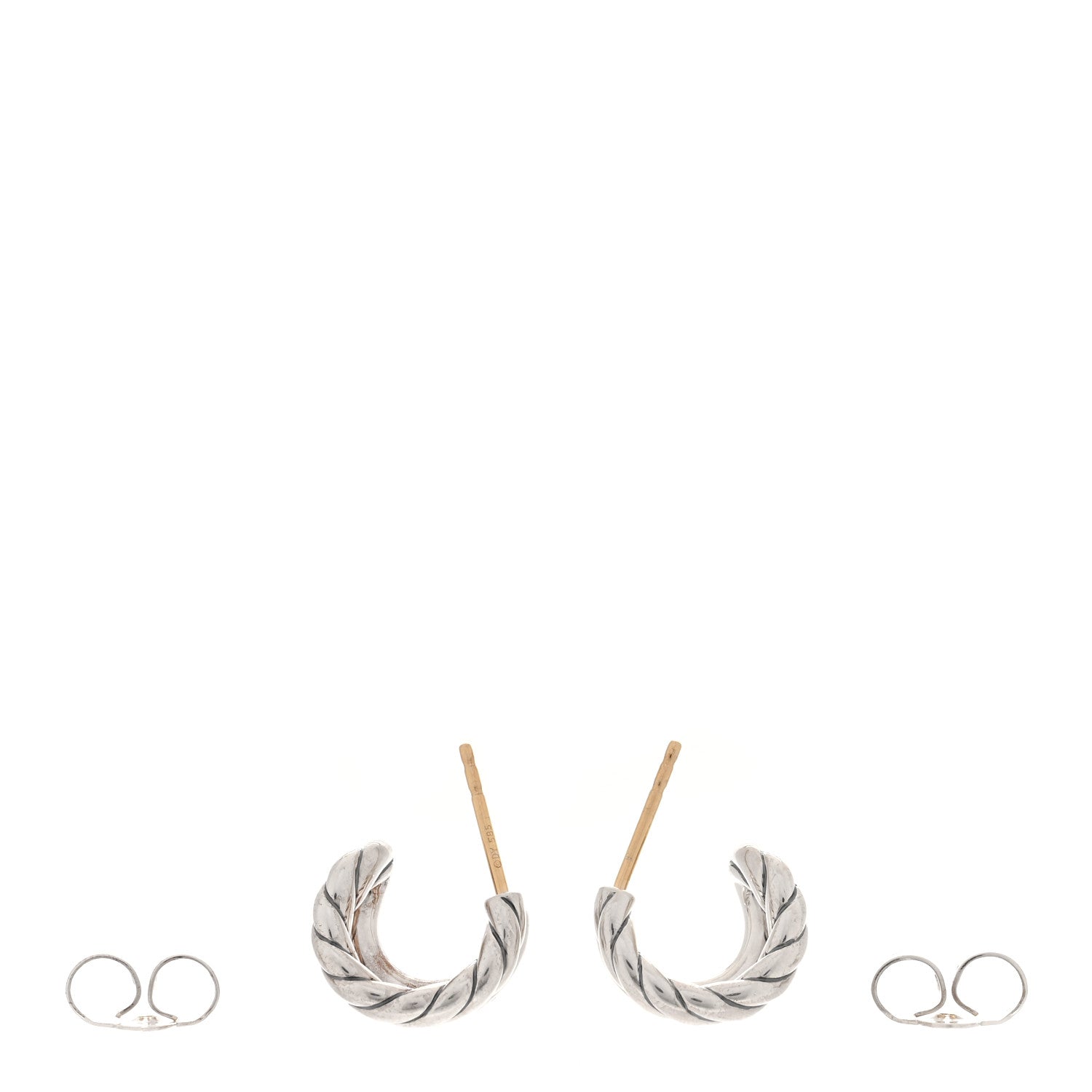David Yurman Sterling Silver 13.5mm Mercer Double Hoop Huggie Earrings 3 of 5