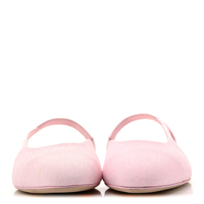 Chanel Denim Cap Toe CC Slingback Flats 37.5 Light Pink 3 of 11