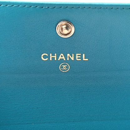 Chanel Lambskin Camellia Embossed Flap Card Holder Blue 6 of 10