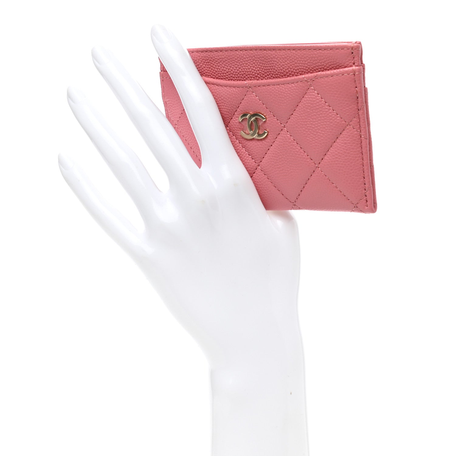 Chanel Caviar Quilted Card Holder Dark Pink 2 of 9