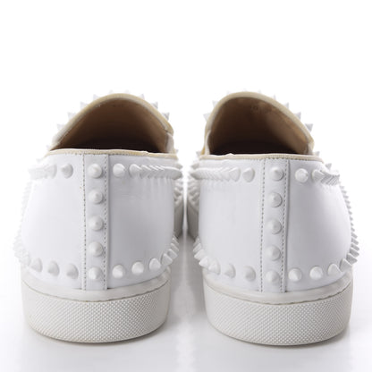 Christian Louboutin Calfskin Mens Spikes Pik Boat Flat 40 White 6 of 11