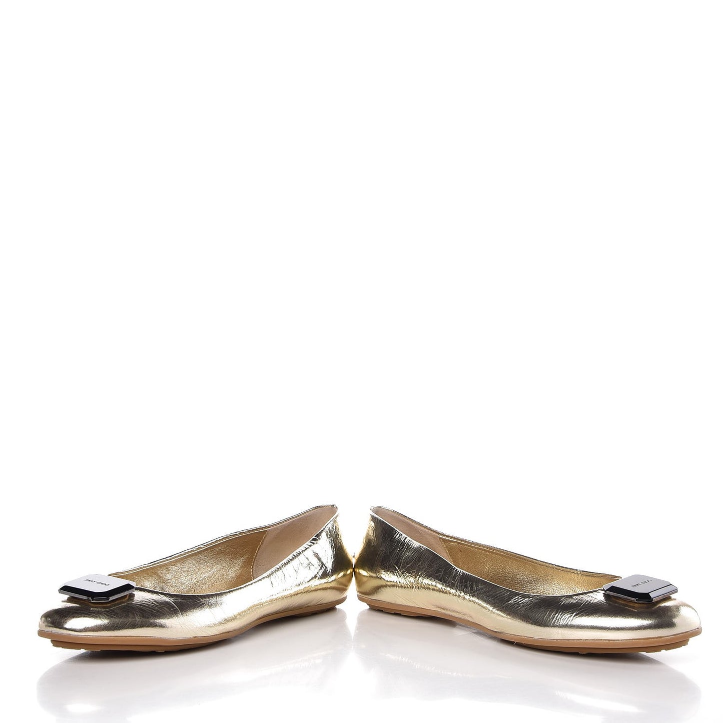 Metallic Calfskin Flats 39 Gold