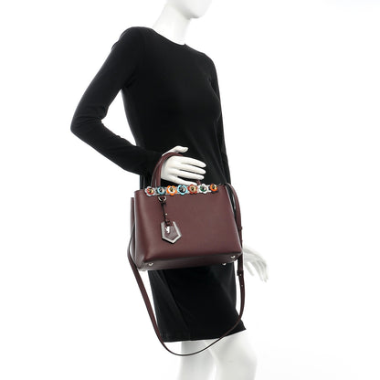 Fendi Vitello Dolce PVC Flower Studs Petite 2Jours Tote Bordeaux Multicolor 5 of 11
