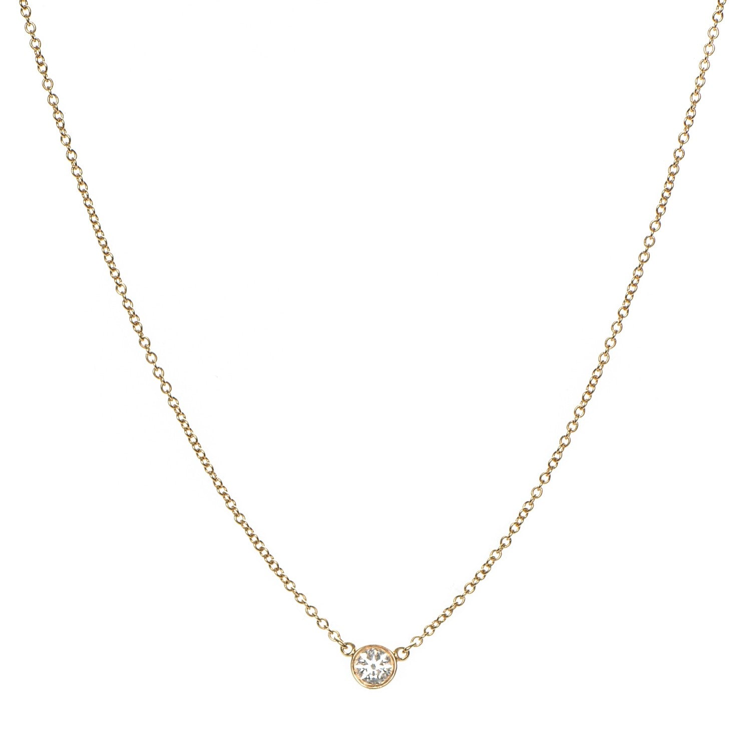 Tiffany 18K Yellow Gold Diamond .24ct Elsa Peretti Diamonds by the Yard Pendant Necklace 1 of 7