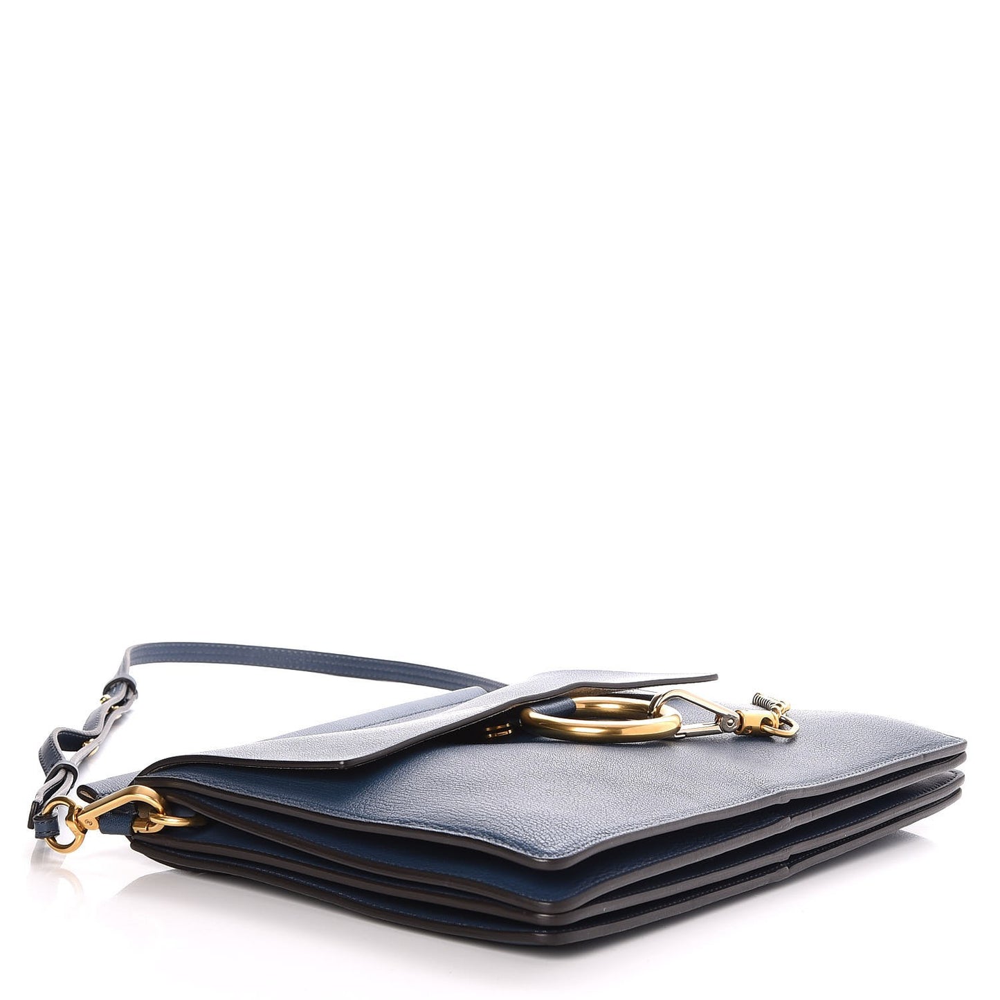 Calfskin Medium Faye Shoulder Bag Denim Blue