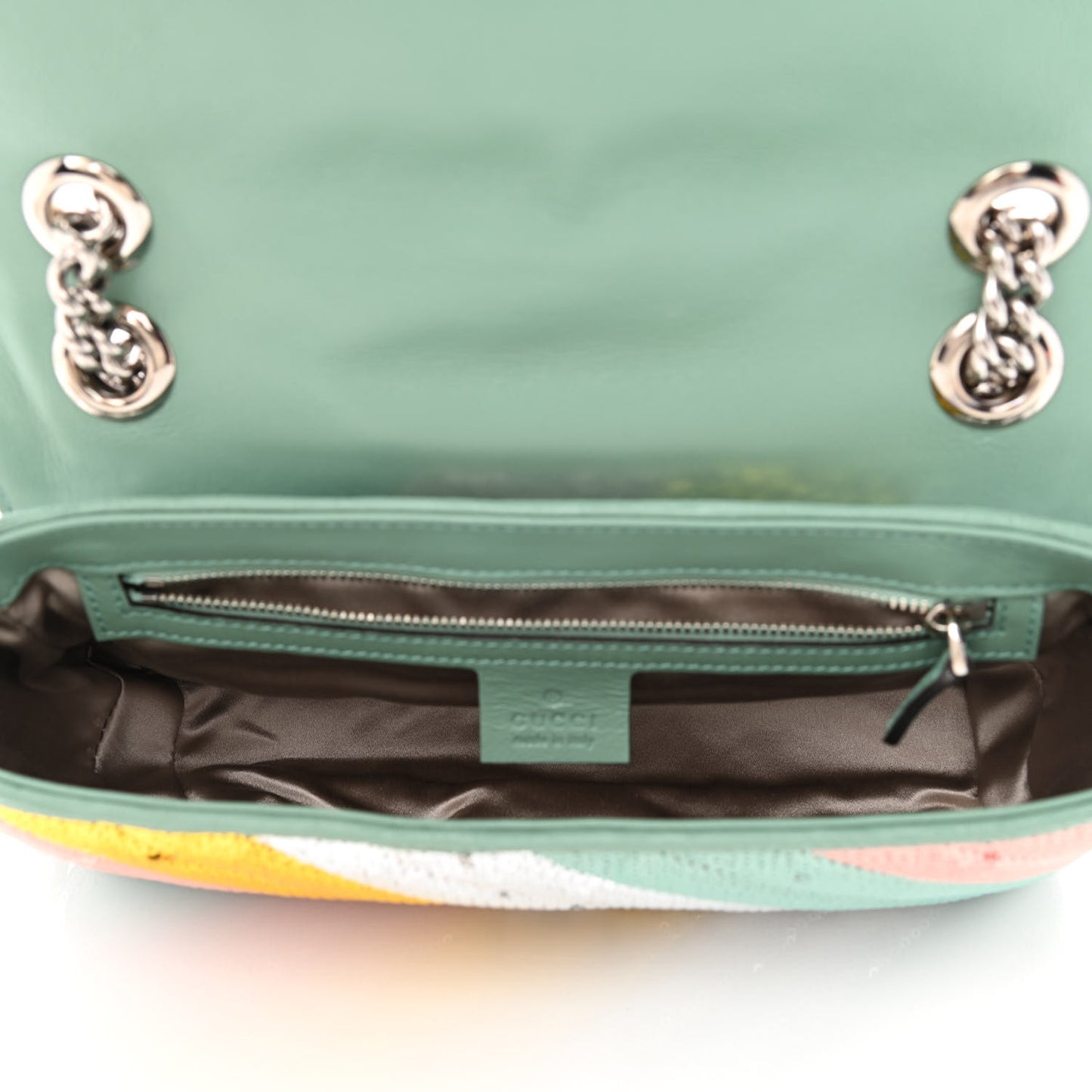 Sequin Satin Calfskin Matelasse Diagonal Small GG Marmont Shoulder Bag Grigio Argento Verde Chiaro Rosa Giallo Light Water Green