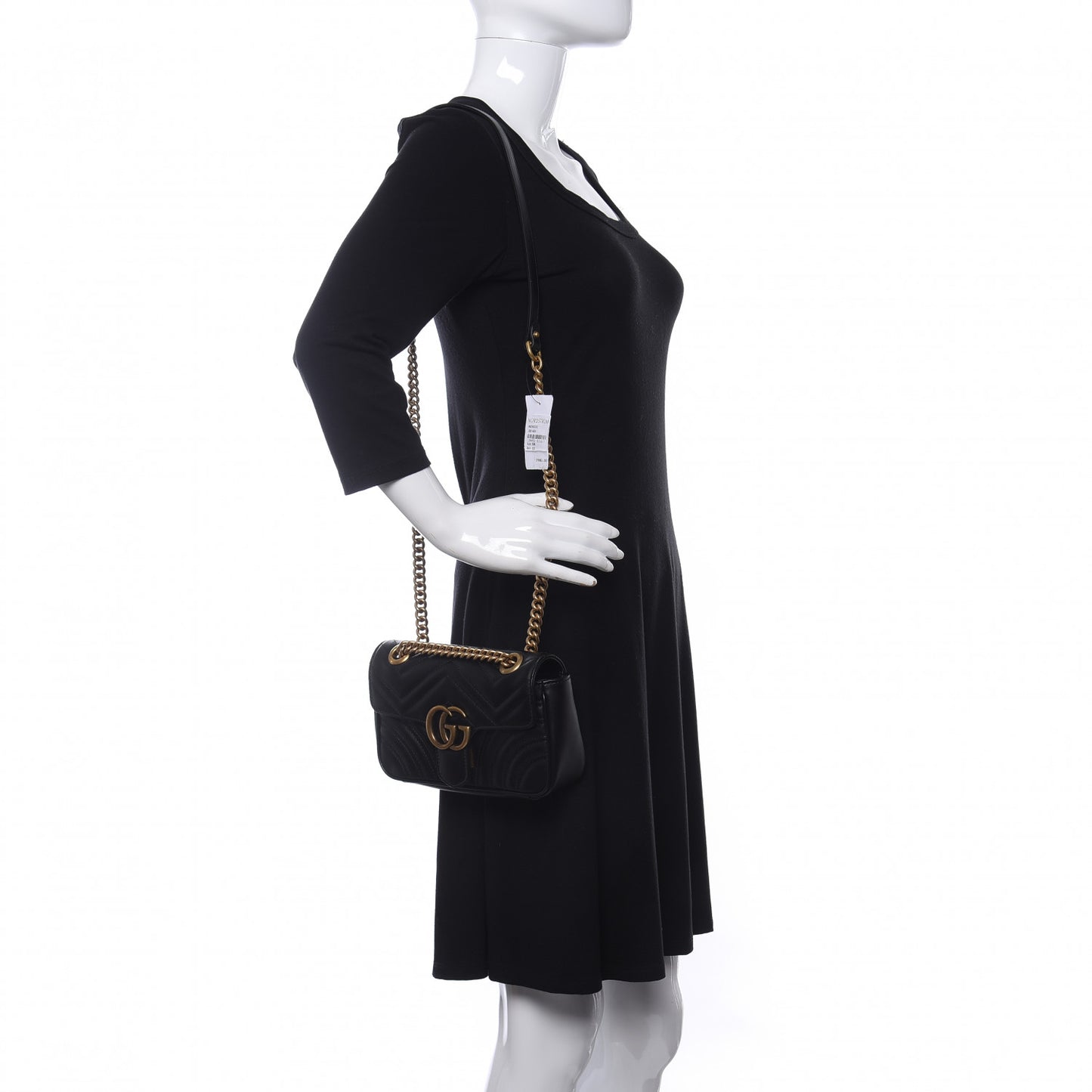 Calfskin Matelasse Mini GG Marmont Shoulder Bag Black