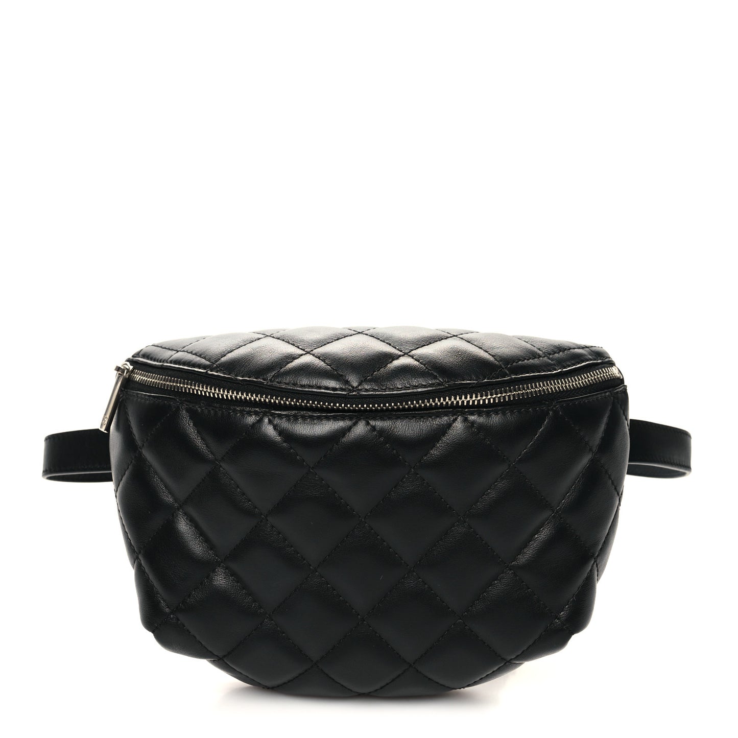 Lambskin Quilted Waist Belt Bag Black
