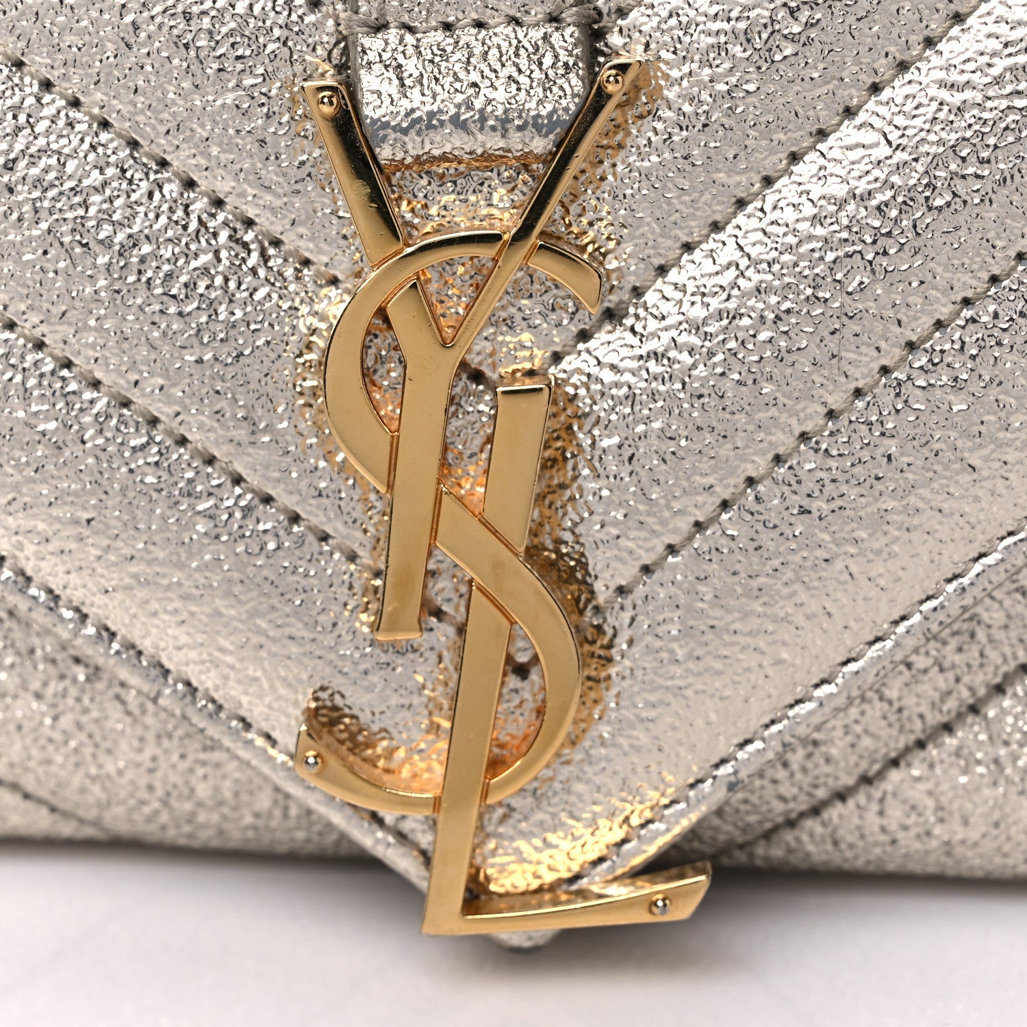 Saint Laurent Metallic Nappa Matelasse Chevron Classic Monogram Baby Chain Bag 12 of 12