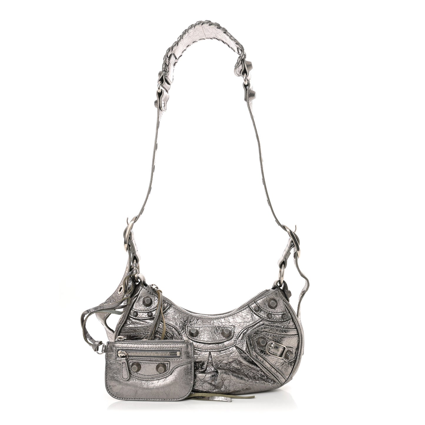 Metallic Agneau Arena Le Cagole Shoulder Bag XS Silver