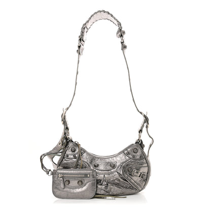 Balenciaga Metallic Agneau Arena Le Cagole Shoulder Bag XS Silver 3 of 14