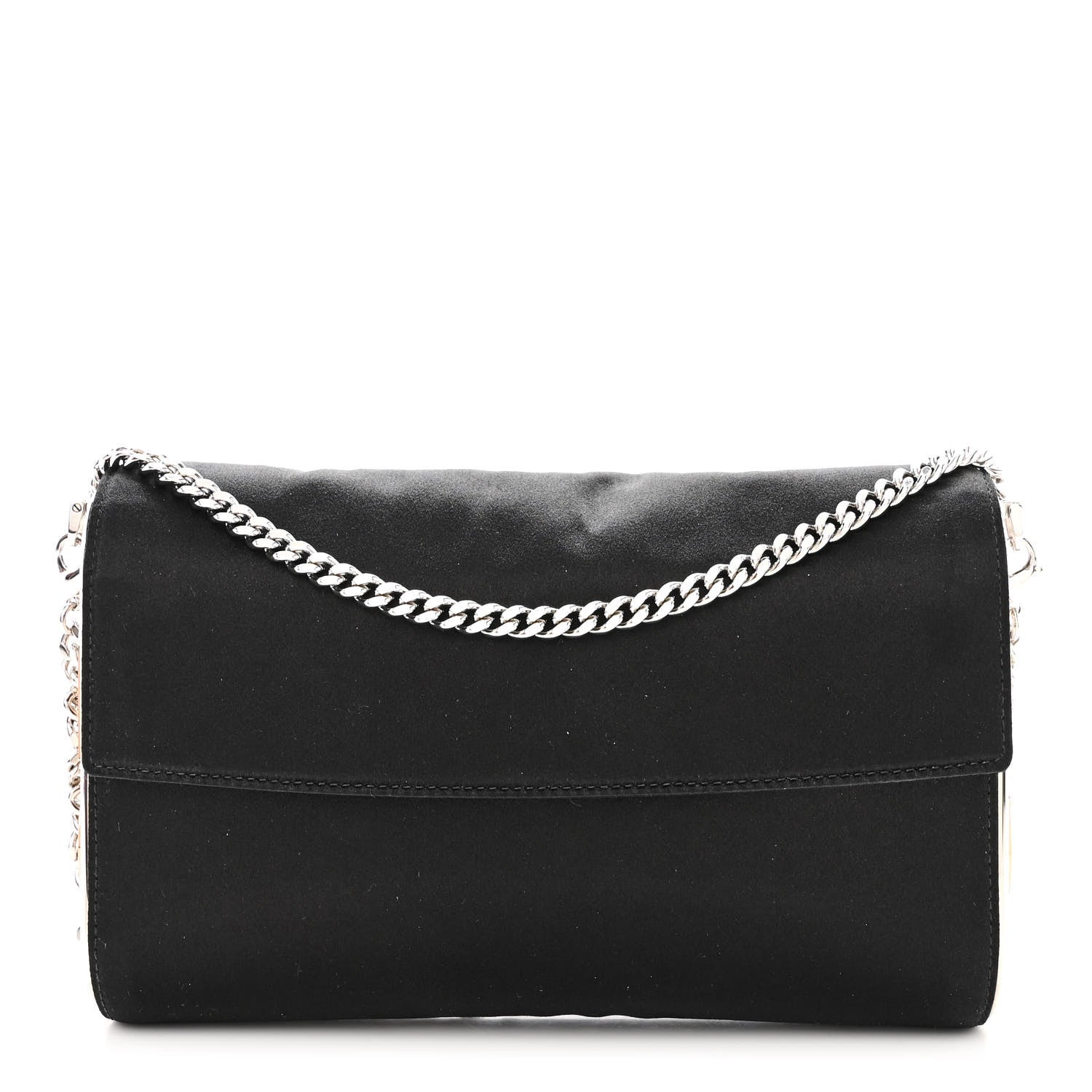 Christian Dior Satin CD Box Clutch with Chain Black 1 of 12