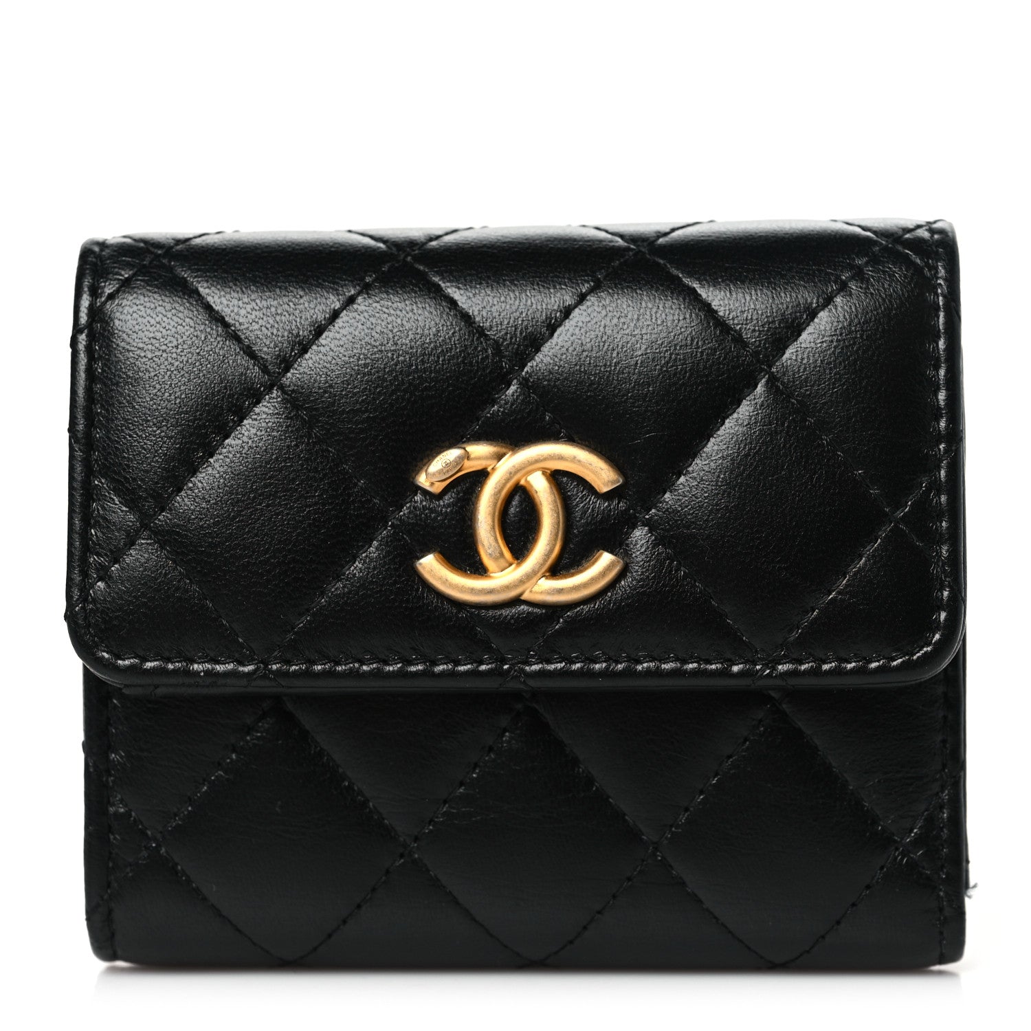 Chanel Lambskin Quilted CC Compact Bifold Wallet Black 1 of 8