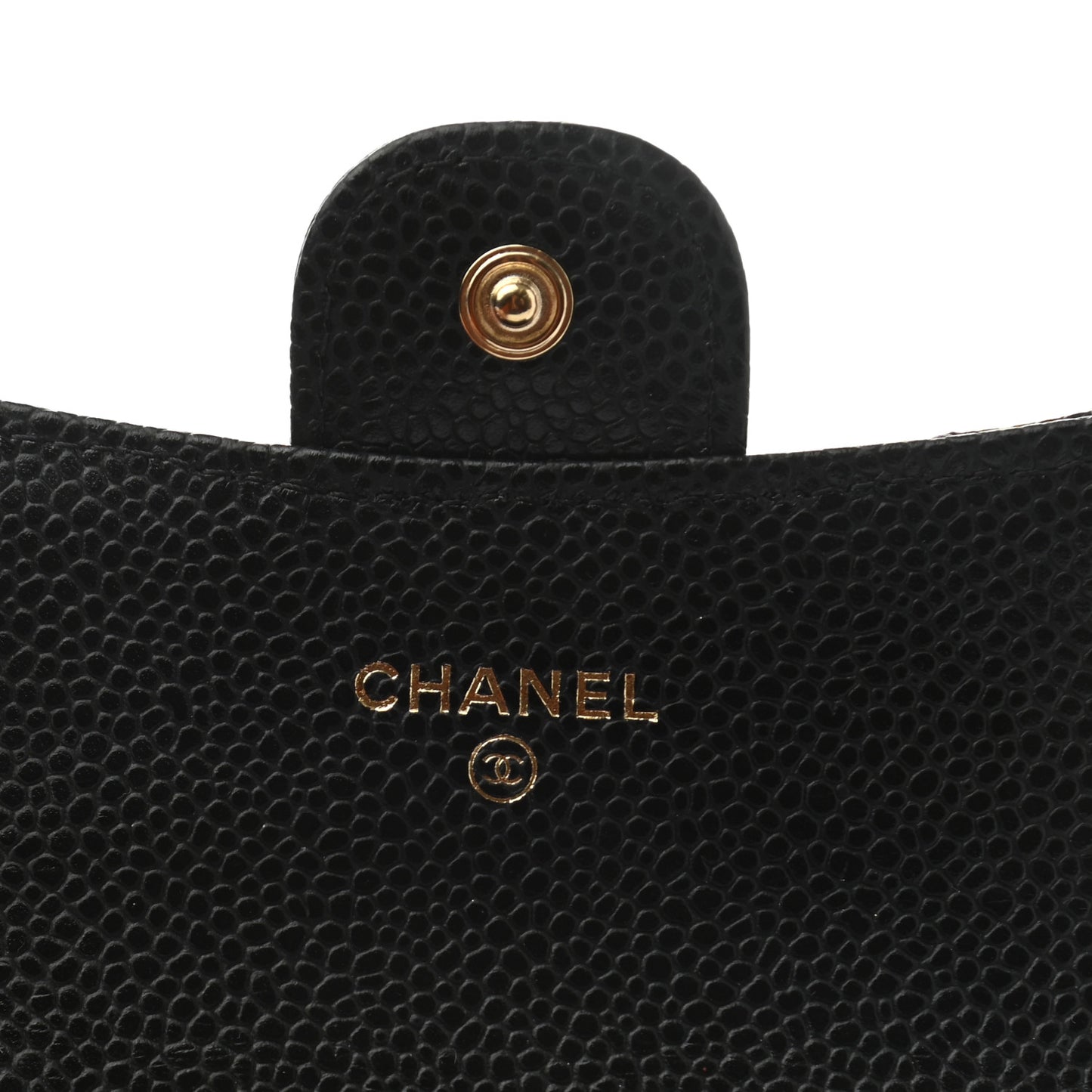 Caviar Quilted Flap Card Holder Wallet Black