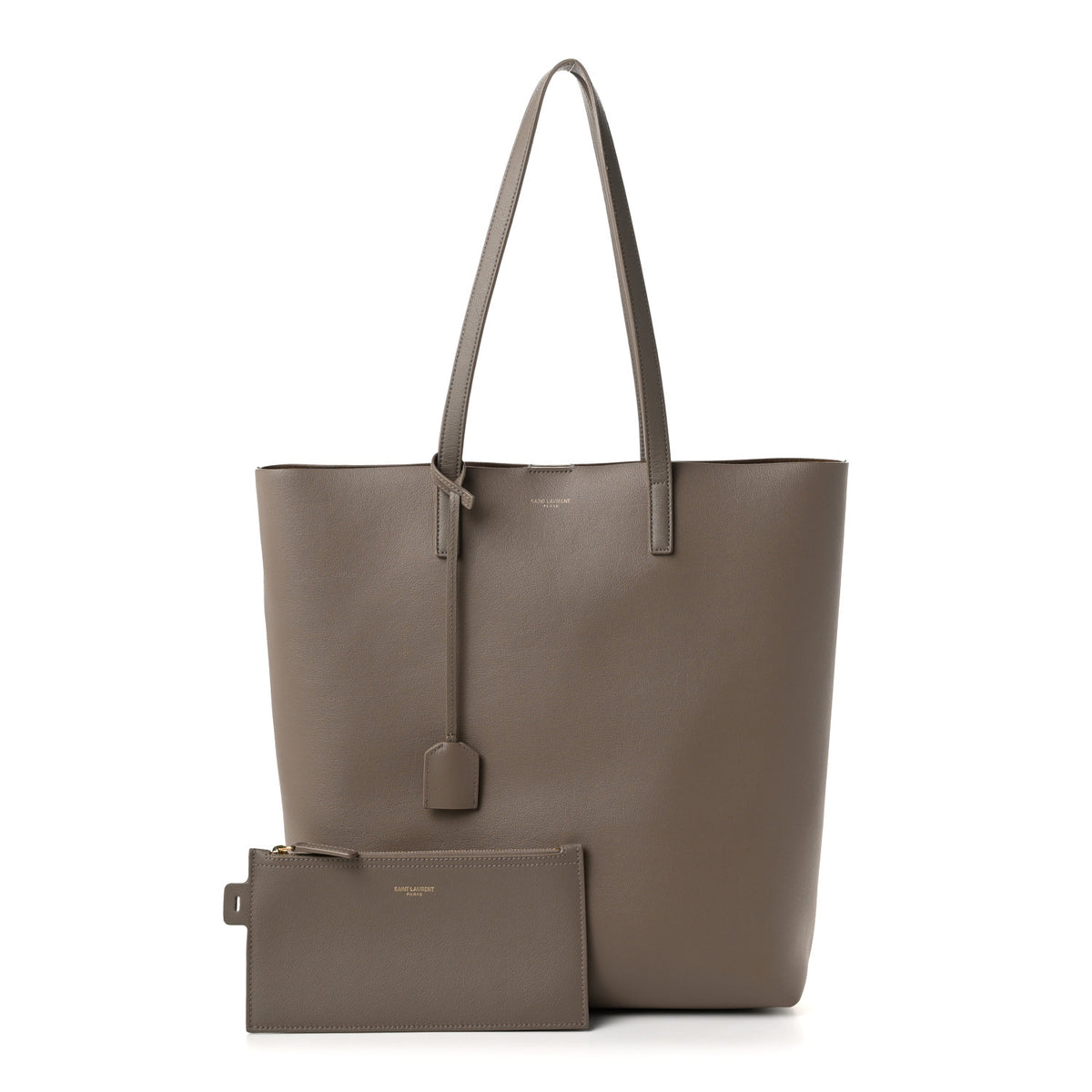 Calfskin North-South Shopping Tote Dark Beige