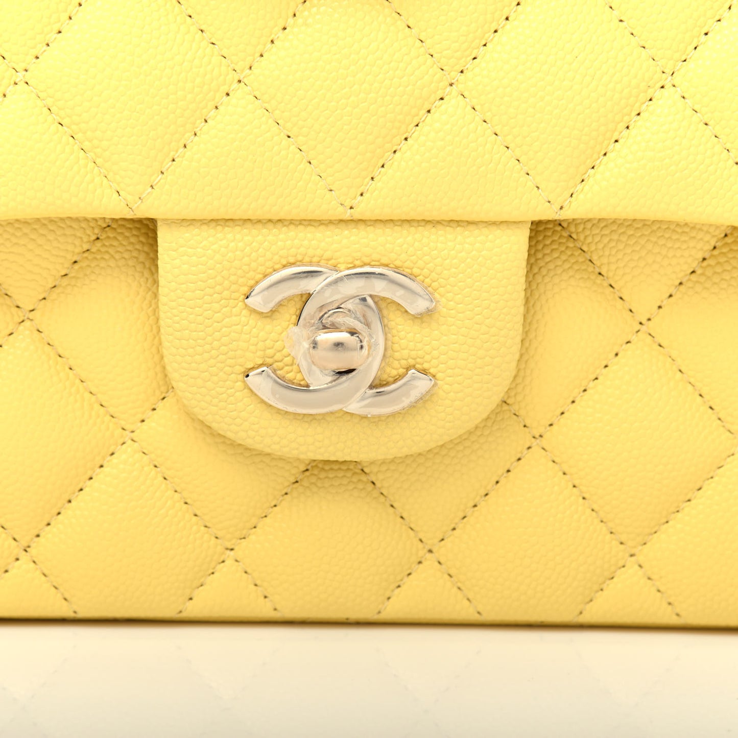 Caviar Quilted Small Double Flap Yellow