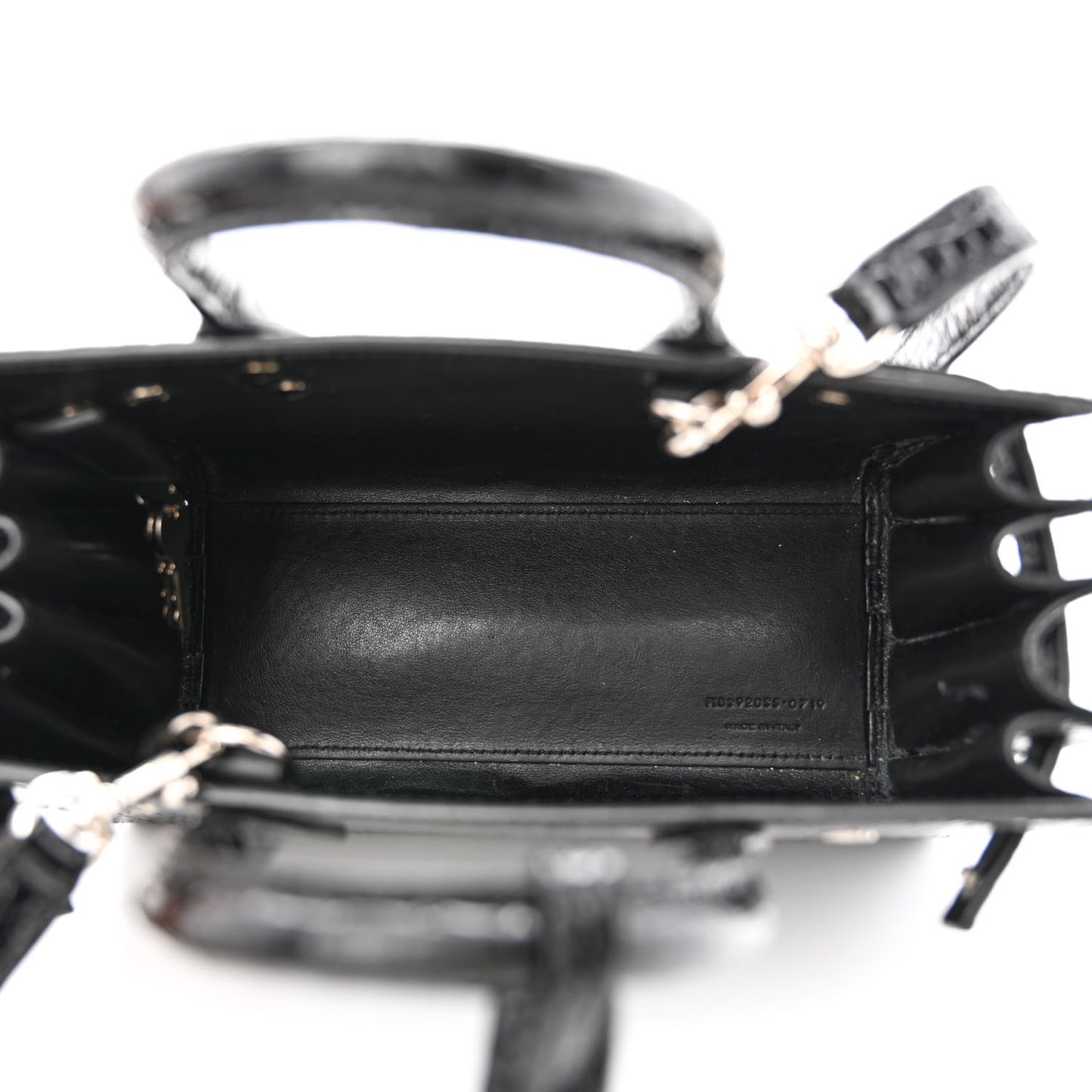 Calfskin Crocodile Embossed Nano Sac De Jour Black