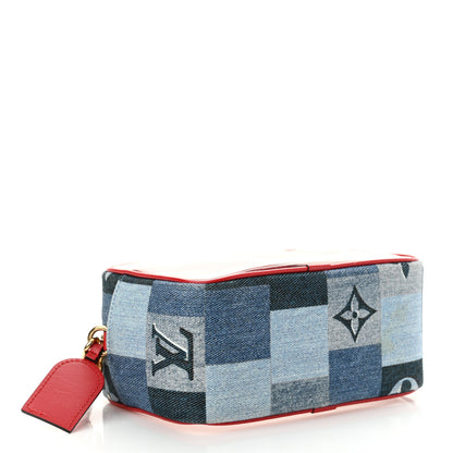 Louis Vuitton Denim Damier Monogram Patchwork PVC Beach Pouch Blue Rouge 3 of 13