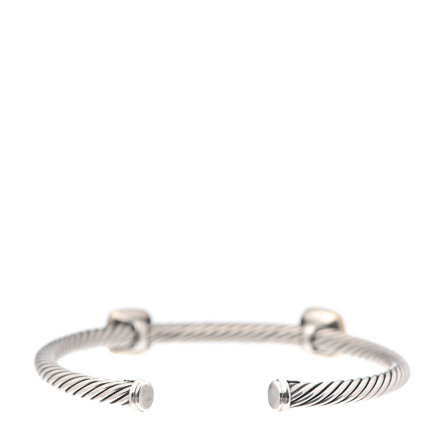Sterling Silver 18K Yellow Gold Smoky Quartz 4mm Noblesse Double Station Cable Bracelet