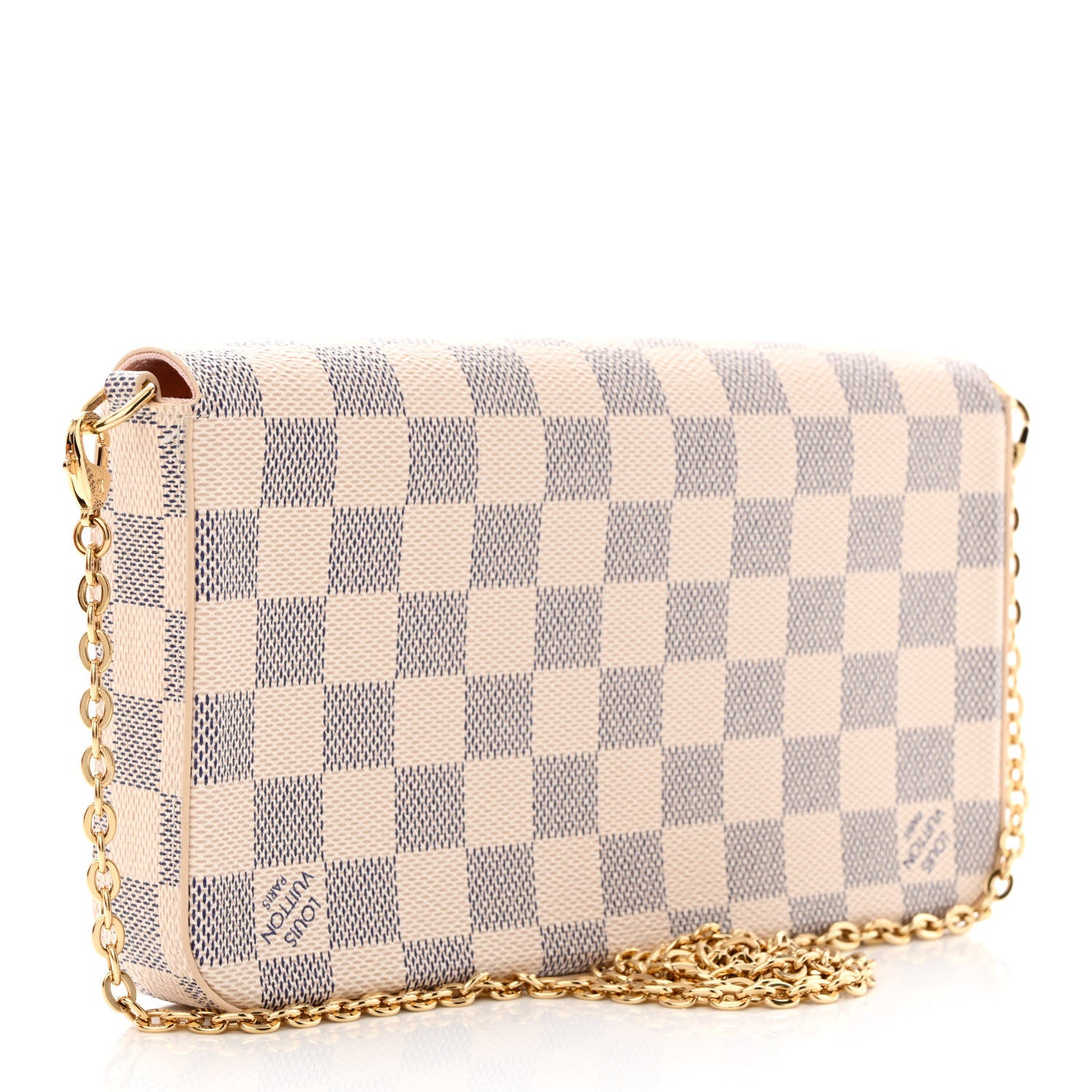 Louis Vuitton Damier Azur Pochette Felicie Chain Wallet Rose Ballerine 4 of 13