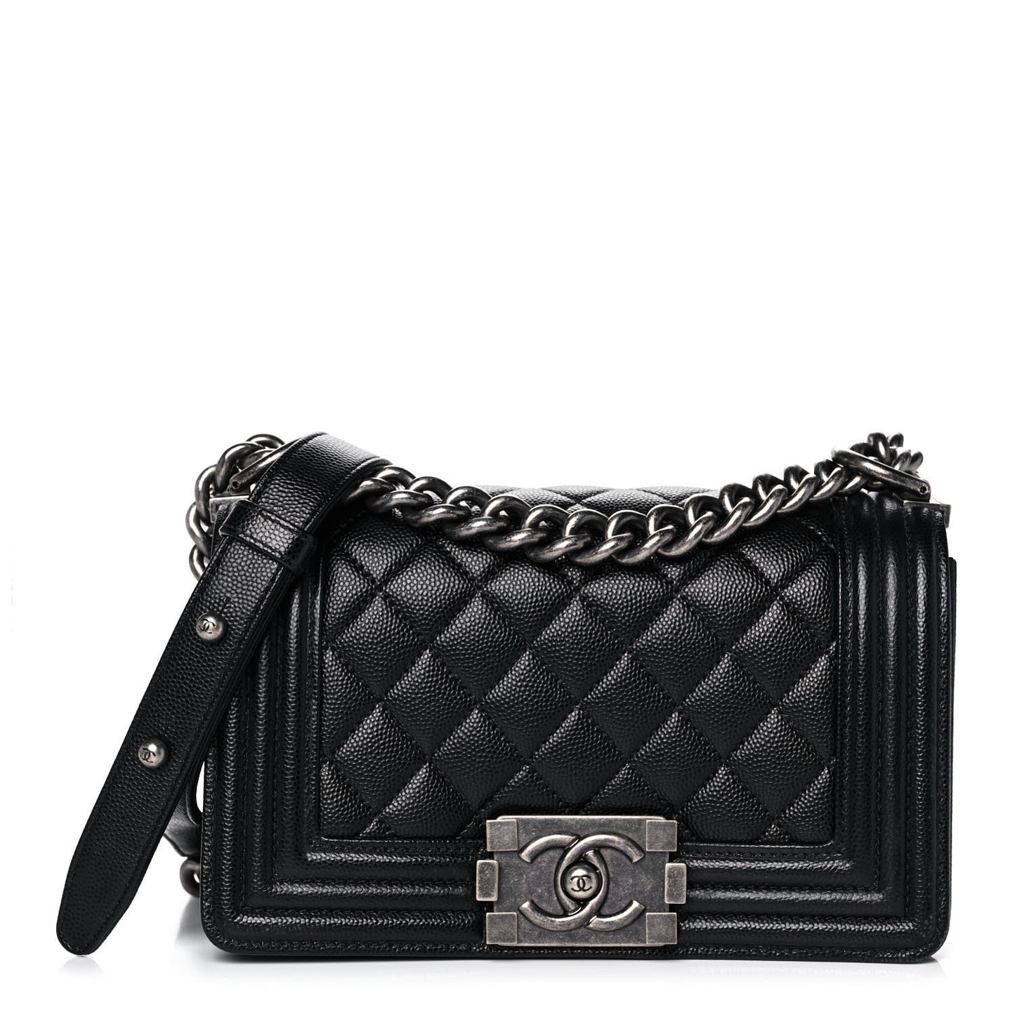 Caviar Quilted Small Boy Flap Black