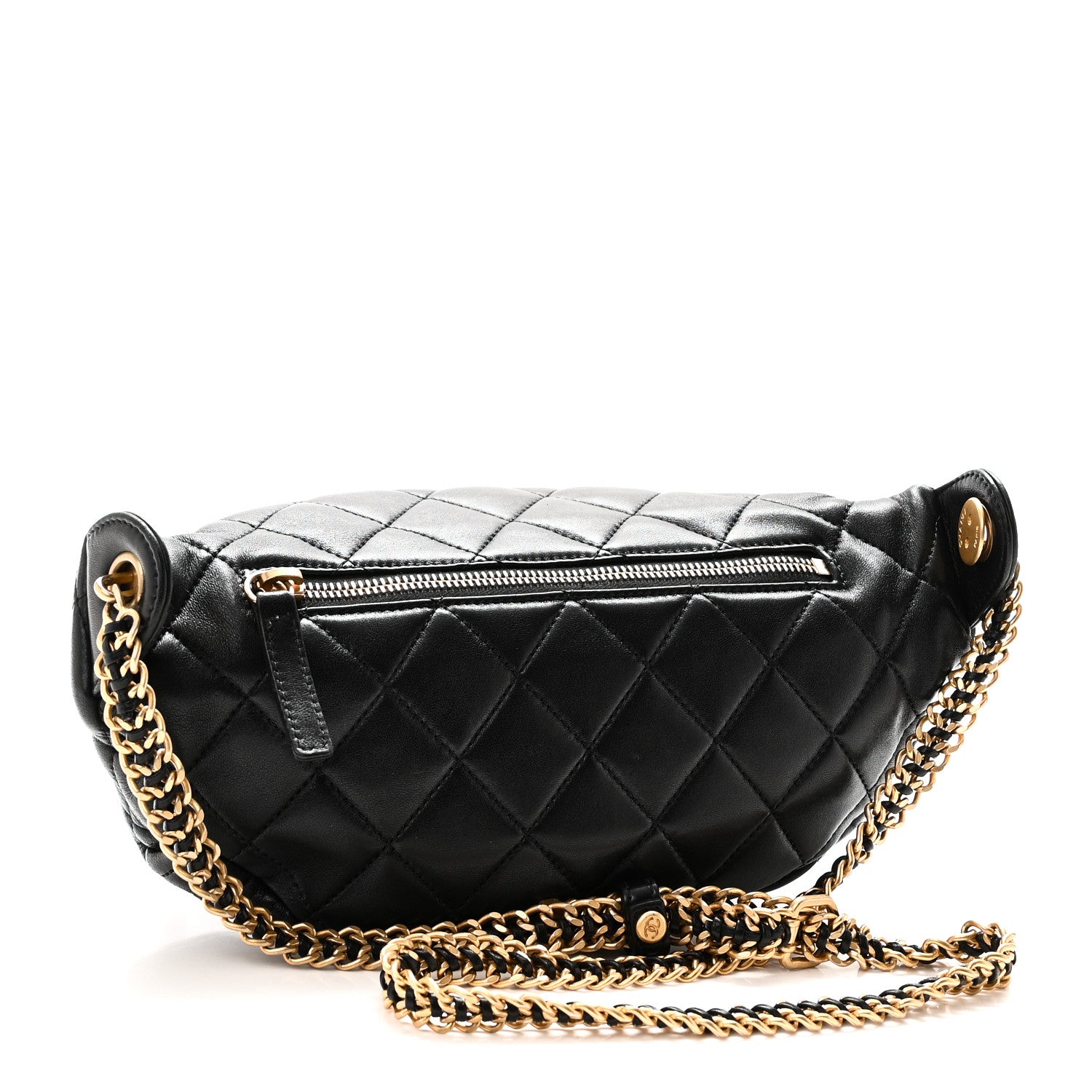 Chanel Shiny Lambskin Quilted Belt Bag Black Black 3 of 10