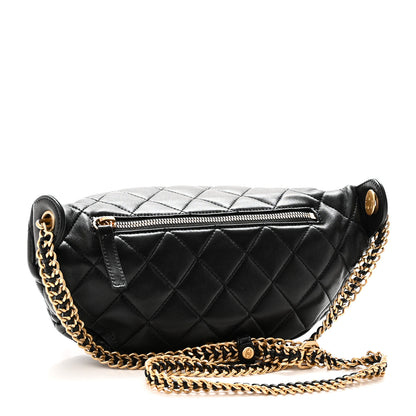 Chanel Shiny Lambskin Quilted Belt Bag Black Black 3 of 10