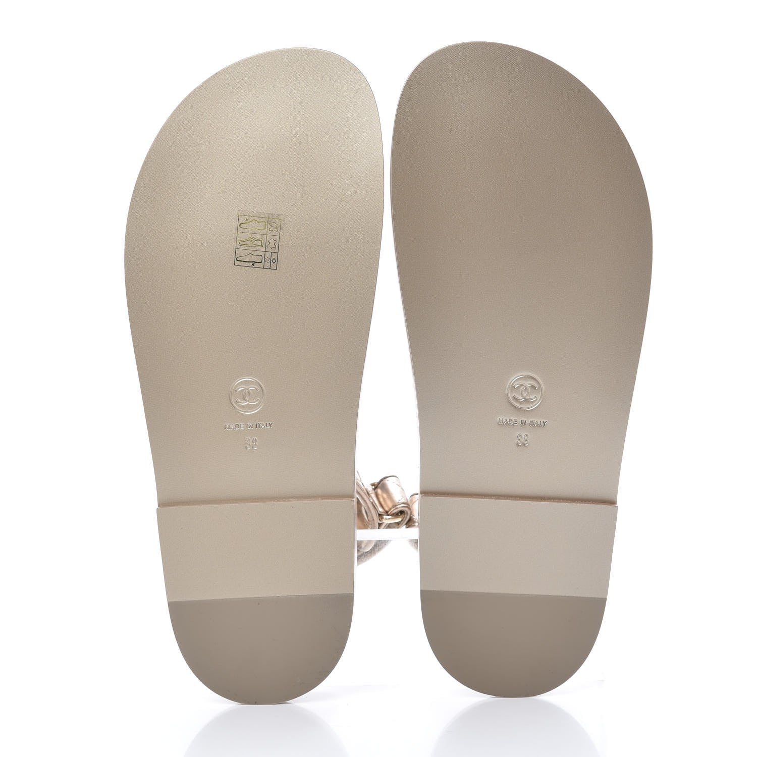 Chanel Iridescent Lambskin Quilted Velcro Dad Sandals 38 Light Bronze 5 of 9