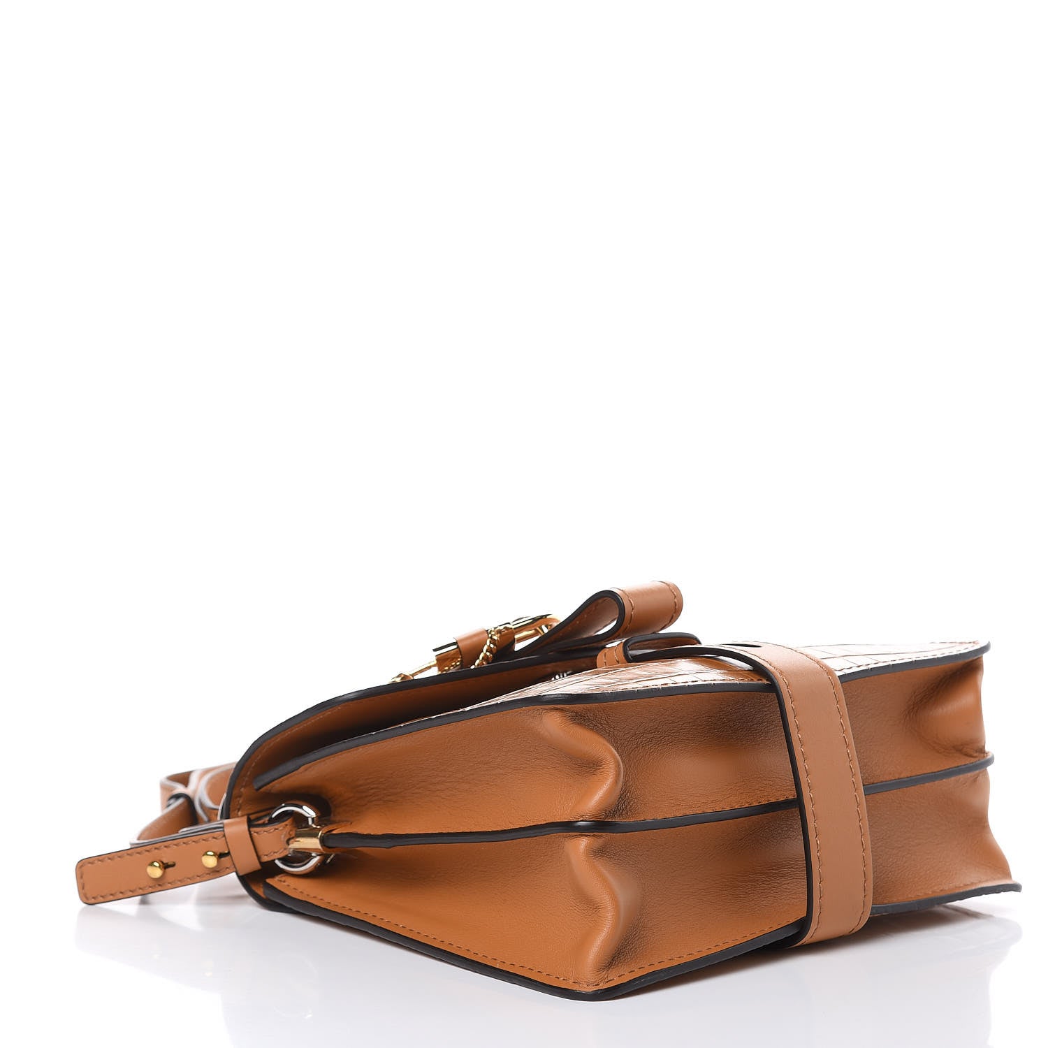 Chloe Calfskin Crocodile Embossed Small Aby Day Shoulder Bag Autumnal Brown 4 of 10