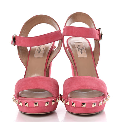 Valentino Garavani Suede Rockstud 75/125mm Platform Sandals 40 Shadow Pink 2 of 9