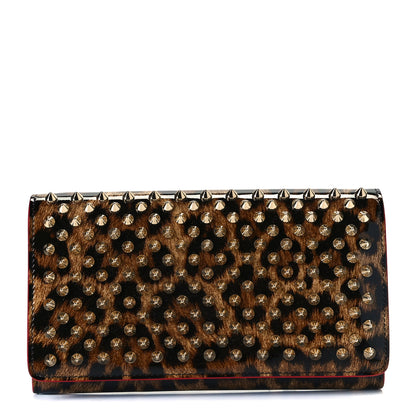 Christian Louboutin Patent Spiked Macaron Flap Wallet Leopard 1 of 9