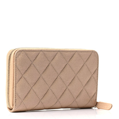 Chanel Iridescent Caviar Quilted Medium Zip Around Wallet Beige 2 of 4