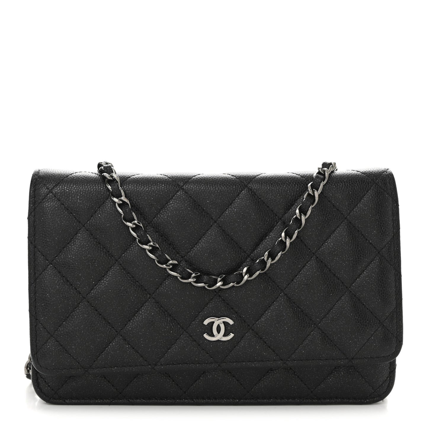 Caviar Quilted Wallet on Chain WOC Black