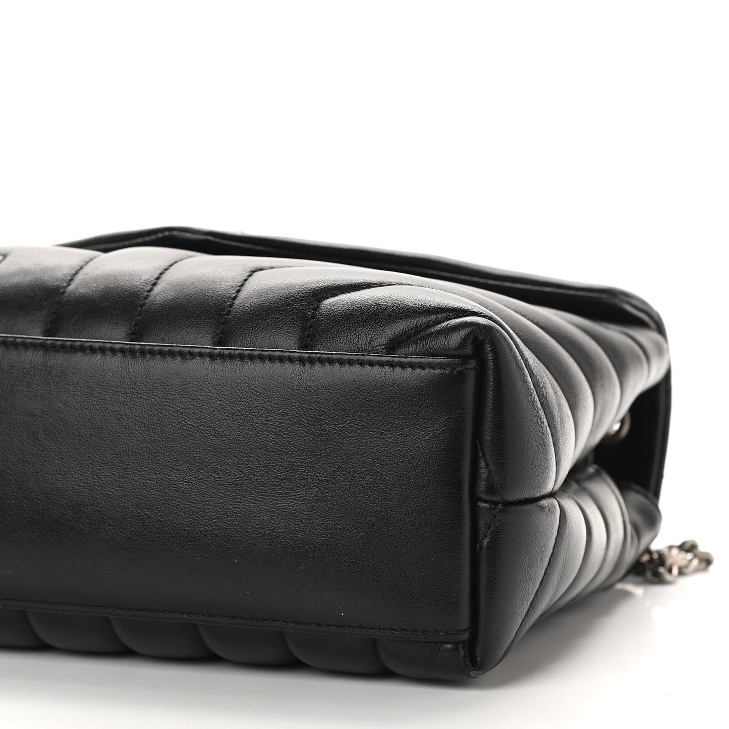 Calfskin Y Quilted Monogram Small Loulou Chain Satchel Black