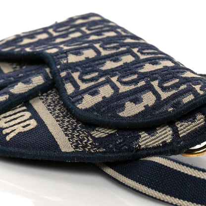 Christian Dior Oblique Embroidered Saddle Belt Pouch Blue 9 of 10